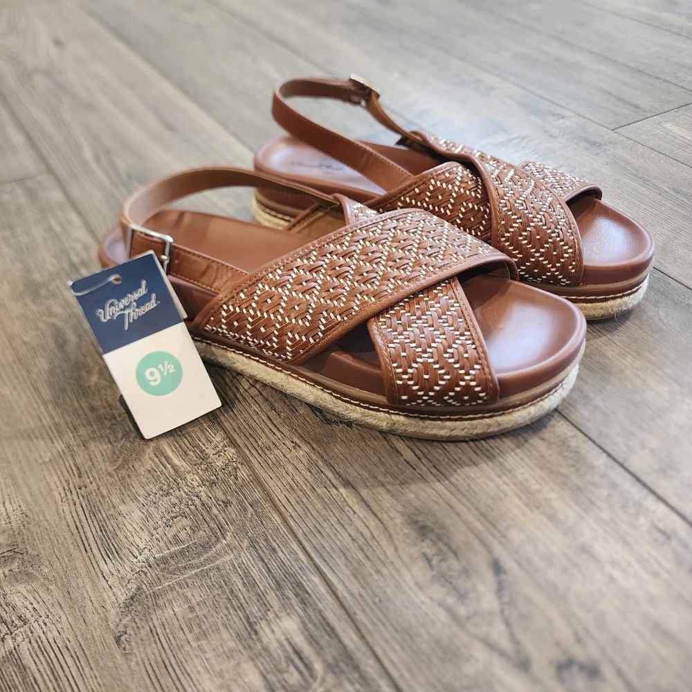 Universal Thread Elisa Platform Women's Sandals Size 9 1/2 Color Cognac